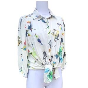 G.KERO PARIS. Artist-designed. Shirt. Flowy Vicose. Tropical.  Limited edition.
